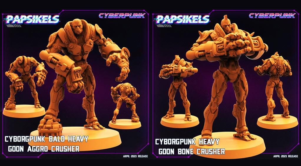 3D Printed Papsikels - Cyborgpunk Set - 28mm 32mm - Charming Terrain