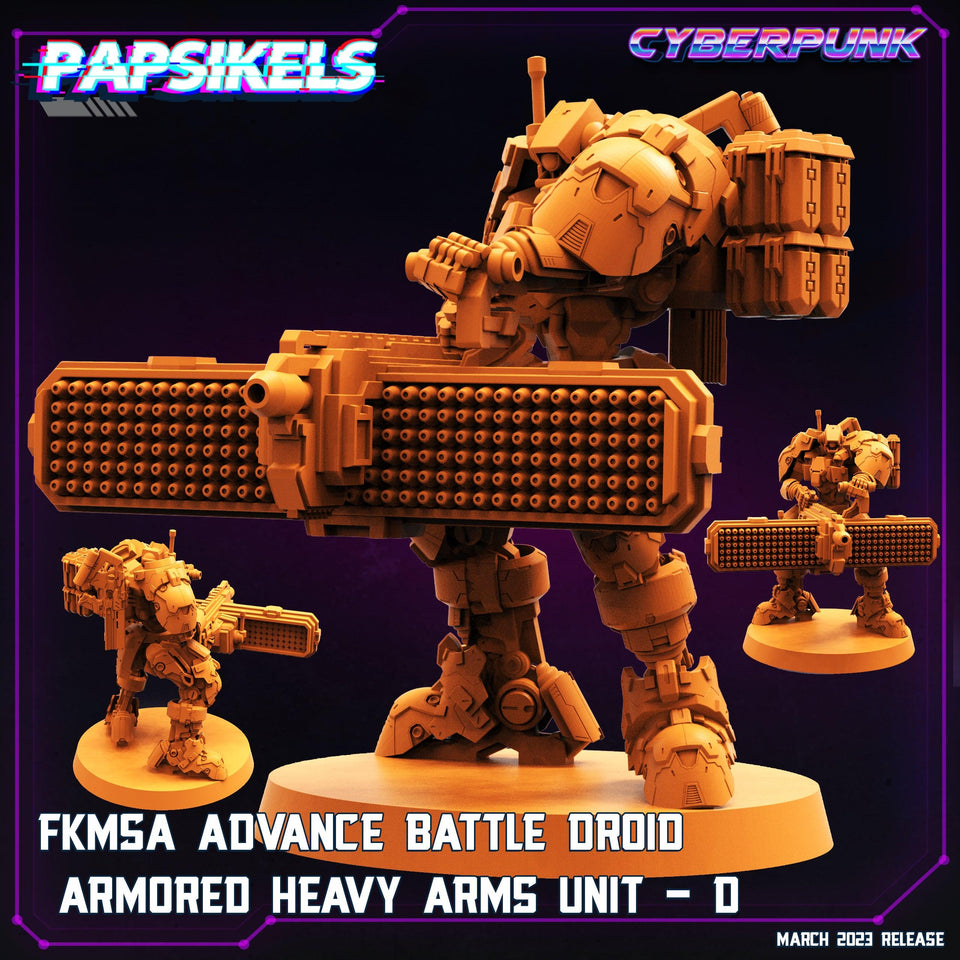 3D Printed Papsikels - Fkmsa Advance Battle Droid Armored Heavyarms Set March 2023 Cyberpunk - 28mm 32mm - Charming Terrain