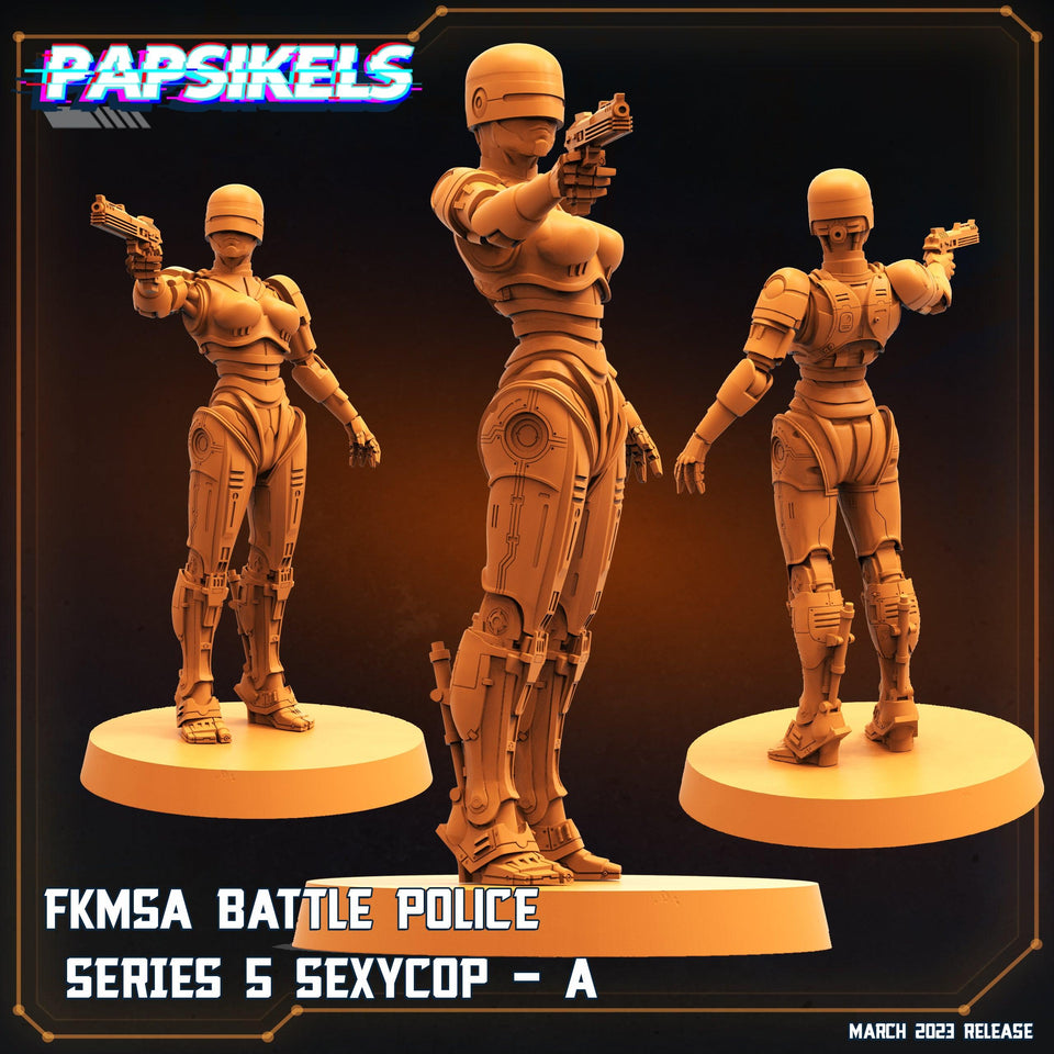 3D Printed Papsikels - Fkmsa Battle Police Series 5 Sexycop Set - 28mm 32mm - Charming Terrain