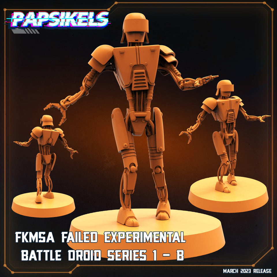 3D Printed Papsikels - Fkmsa Failed Experimental Battle Droid Set - 28mm 32mm - Charming Terrain