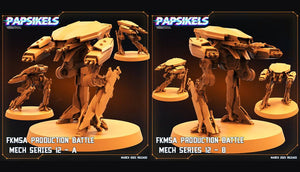 3D Printed Papsikels - Fkmsa Production Battle Mech Series 12 Set - 28mm 32mm - Charming Terrain