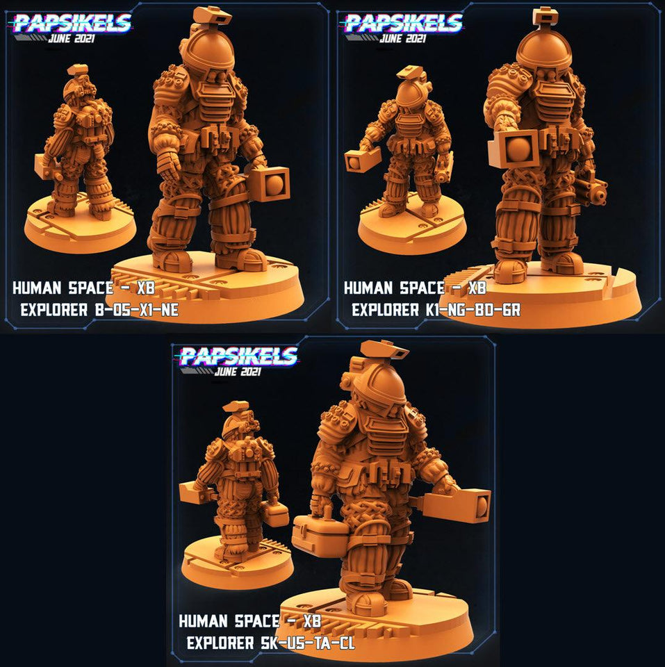3D Printed Papsikels Human Space Explorer Set Aliens vs Humans Part 2 28mm 32mm - Charming Terrain