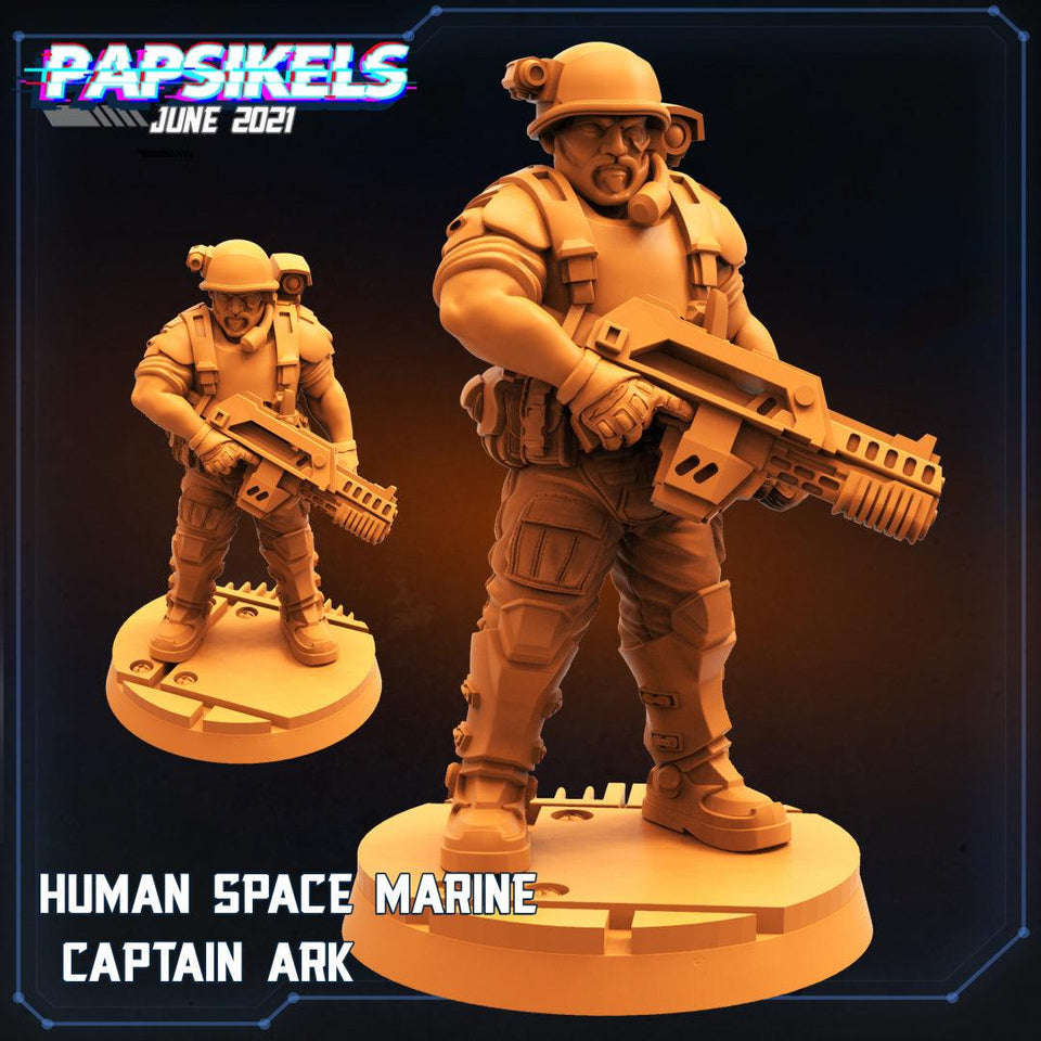 3D Printed Papsikels Human Space Marine Captain Ark Aliens vs Humans Part 2 28mm 32mm - Charming Terrain