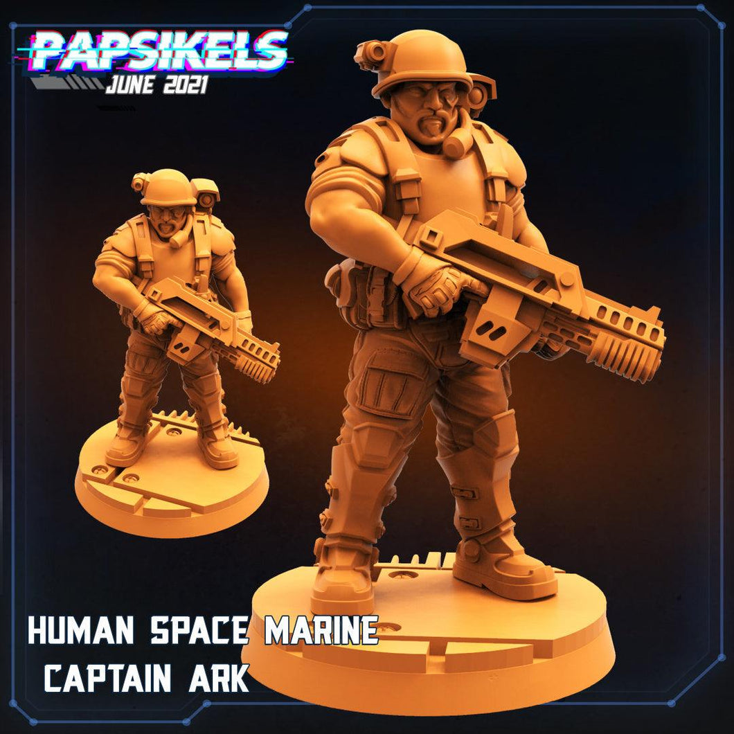3D Printed Papsikels Human Space Marine Captain Ark Aliens vs Humans Part 2 28mm 32mm - Charming Terrain