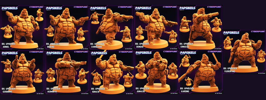 3D Printed Papsikels July 2023 - Cyberpunk 8XL Upholder Set 28mm 32mm - Charming Terrain