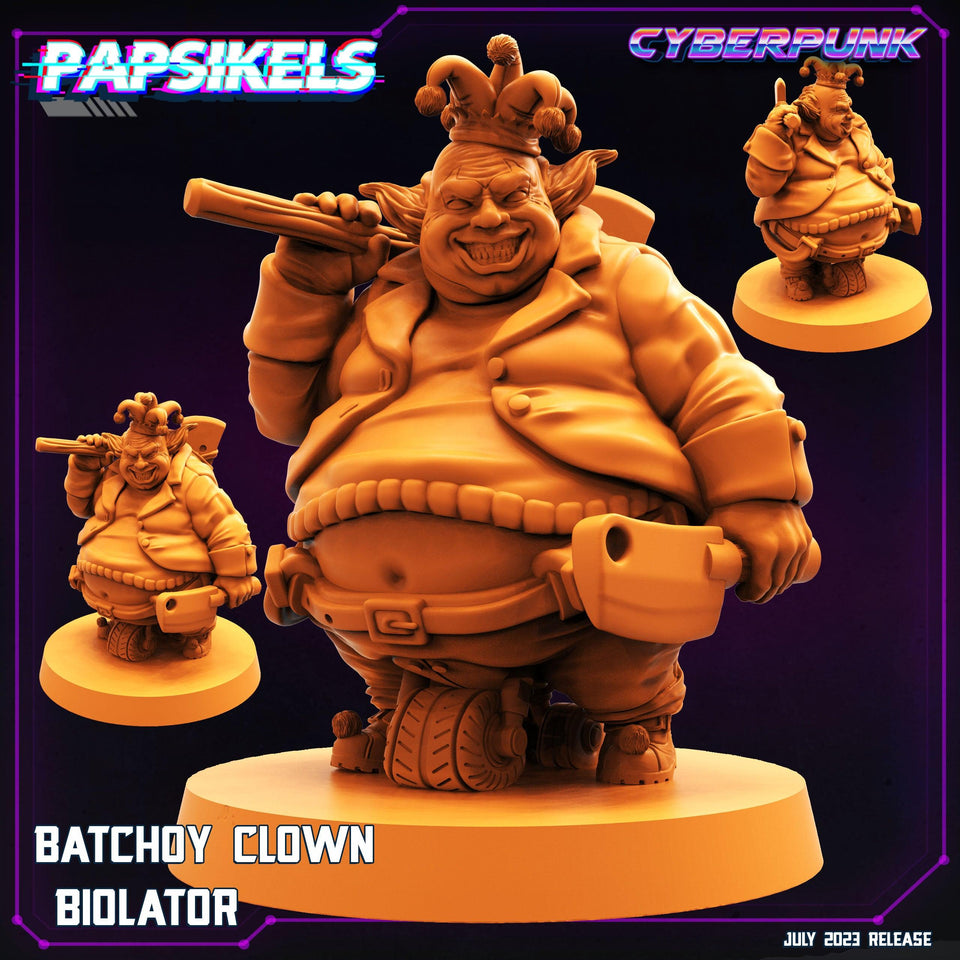 3D Printed Papsikels July 2023 - Cyberpunk Batchoy Clown Set 28mm 32mm - Charming Terrain