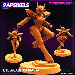 3D Printed Papsikels July 2023 - Cyberpunk Cyberbabe Ispinasya 28mm 32mm - Charming Terrain