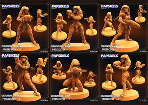 3D Printed Papsikels July 2023 - Xeno Wars Dishonored Vixen Persecutor Squad Set 28mm 32mm - Charming Terrain