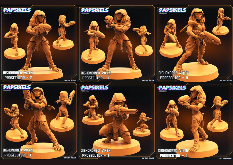 3D Printed Papsikels July 2023 - Xeno Wars Dishonored Vixen Persecutor Squad Set 28mm 32mm - Charming Terrain