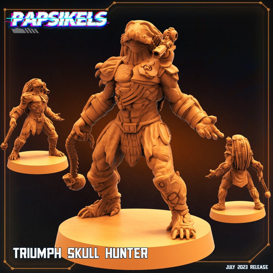 3D Printed Papsikels July 2023 - Xeno Wars Triumph Skull Hunter 28mm 32mm - Charming Terrain