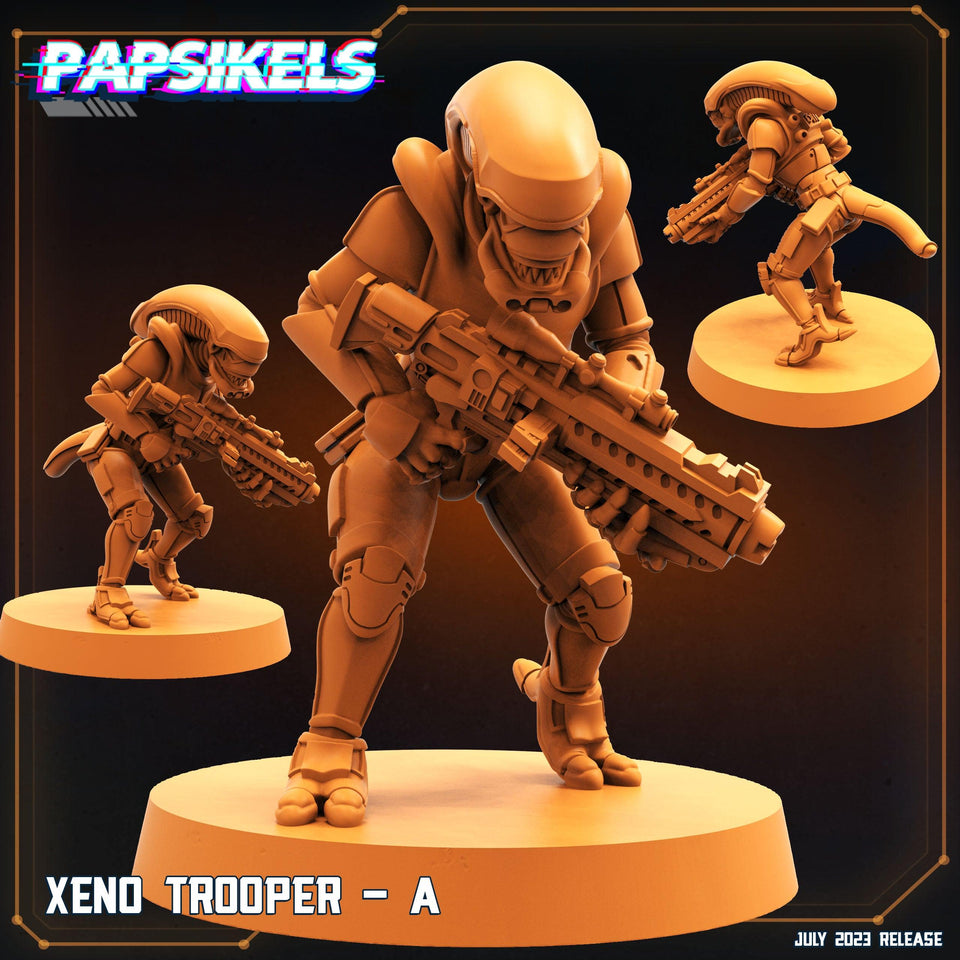 3D Printed Papsikels July 2023 - Xeno Wars Xeno Trooper Set 28mm 32mm - Charming Terrain