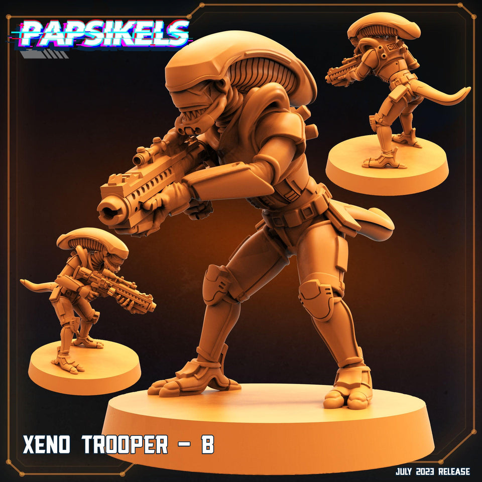 3D Printed Papsikels July 2023 - Xeno Wars Xeno Trooper Set 28mm 32mm - Charming Terrain