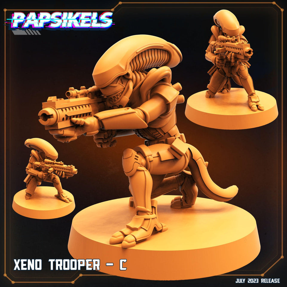 3D Printed Papsikels July 2023 - Xeno Wars Xeno Trooper Set 28mm 32mm - Charming Terrain
