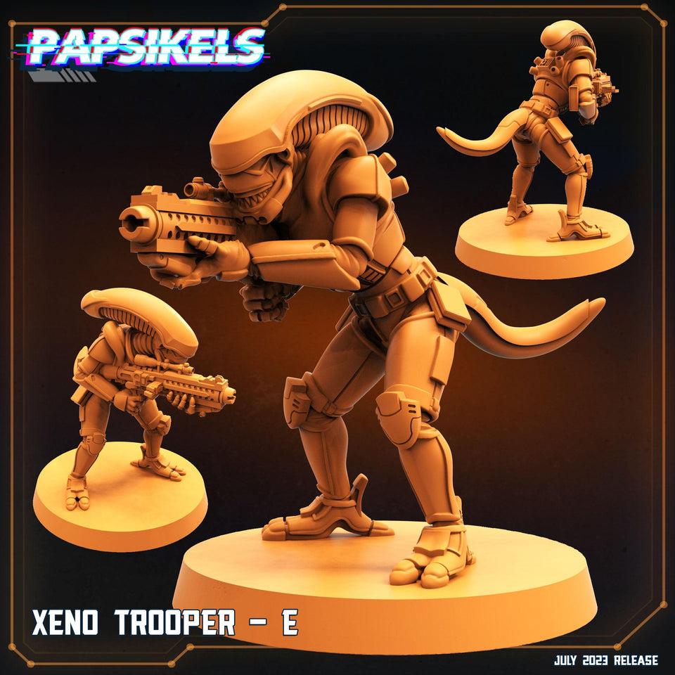 3D Printed Papsikels July 2023 - Xeno Wars Xeno Trooper Set 28mm 32mm - Charming Terrain