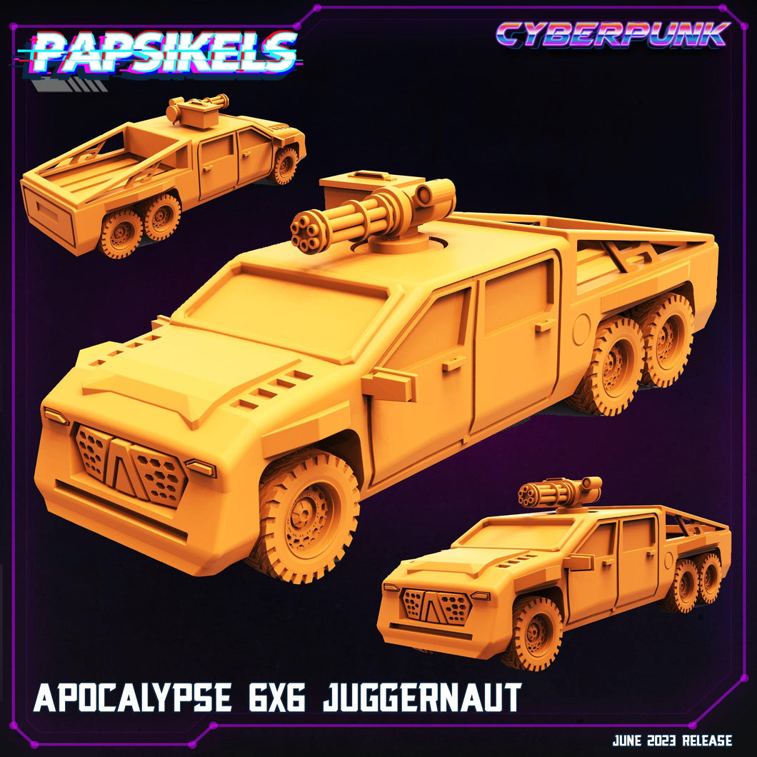 3D Printed Papsikels June 2023 Cyberpunk Apocalypse 6x6 Juggernaut 28mm 32mm - Charming Terrain