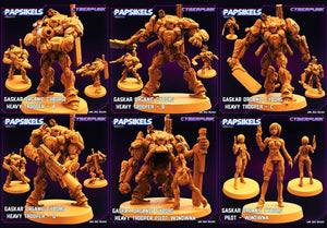 3D Printed Papsikels June 2023 Cyberpunk Gaskar Organic Cyborg Heavy Trooper Set 28mm 32mm - Charming Terrain