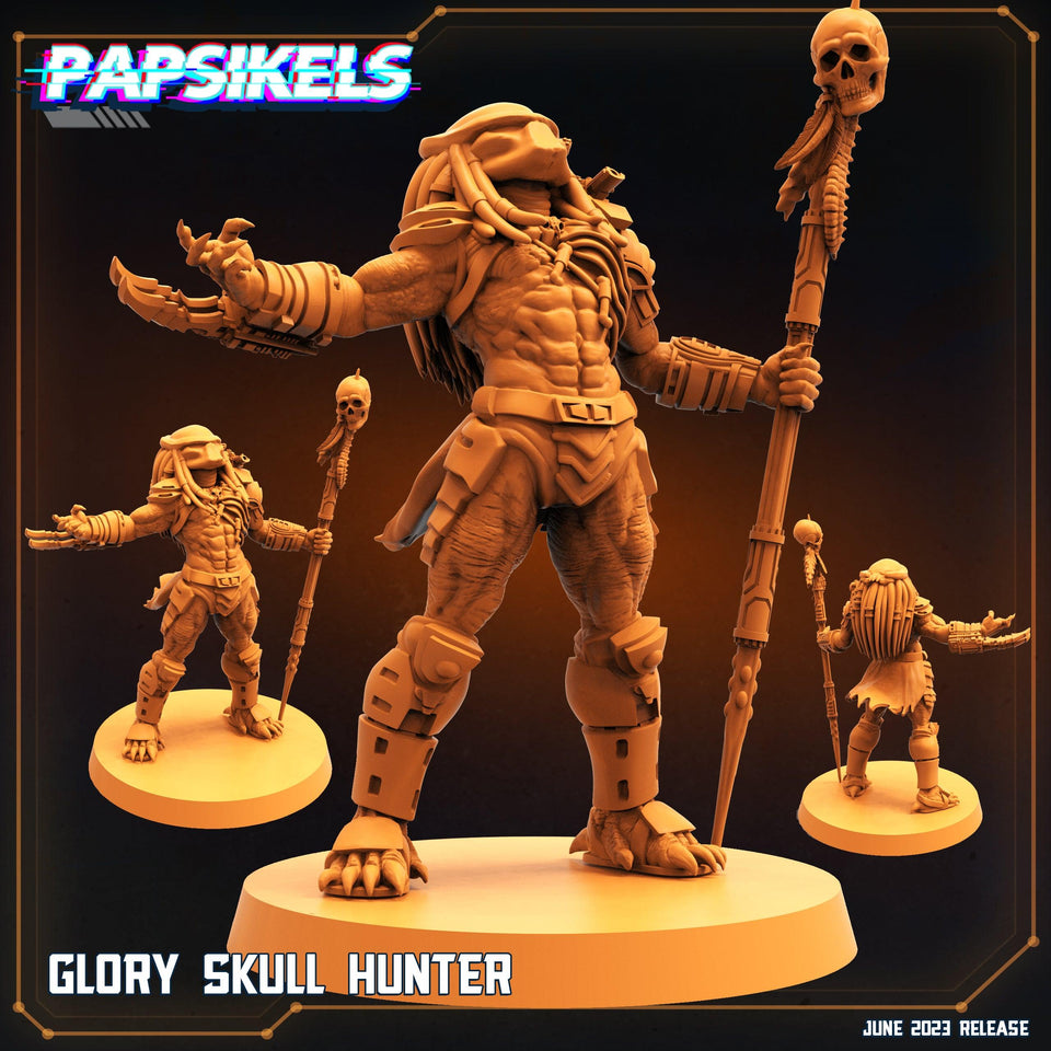 3D Printed Papsikels June 2023 Scifi - Aliens Vs Humans Part 5 Glory Skull Hunter 28mm 32mm - Charming Terrain