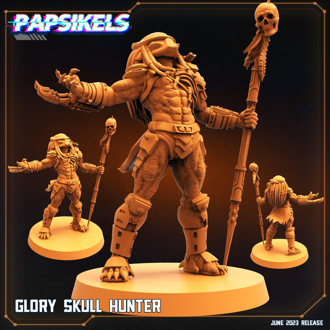 3D Printed Papsikels June 2023 Scifi - Aliens Vs Humans Part 5 Glory Skull Hunter 28mm 32mm - Charming Terrain