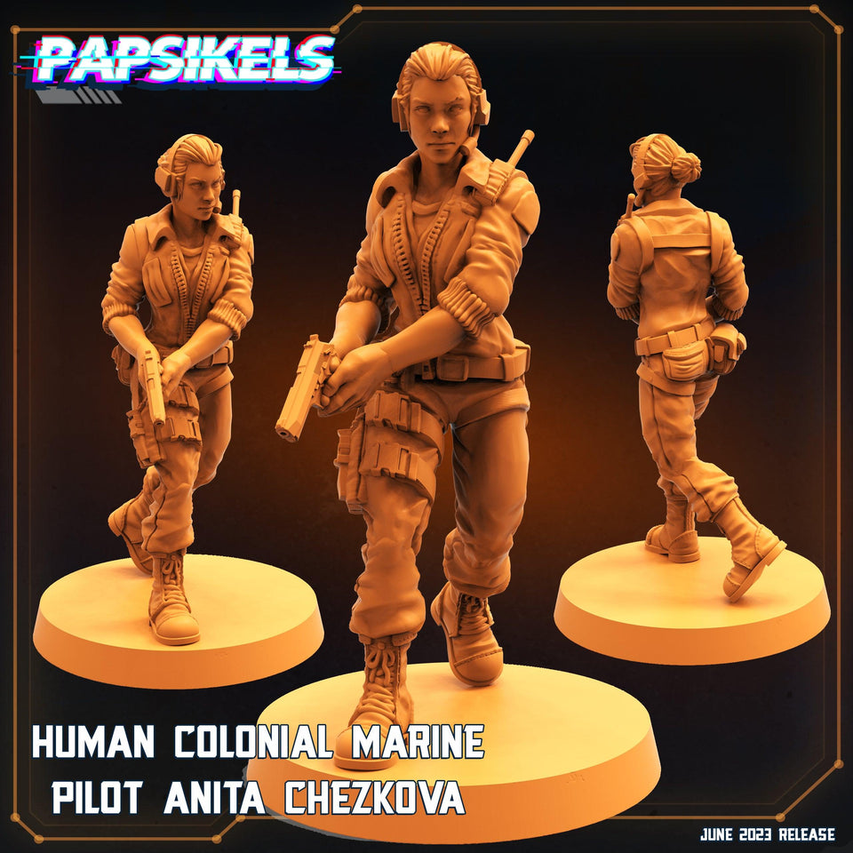 3D Printed Papsikels June 2023 Scifi - Aliens Vs Humans Part 5 Human Colonial Set 28mm 32mm - Charming Terrain