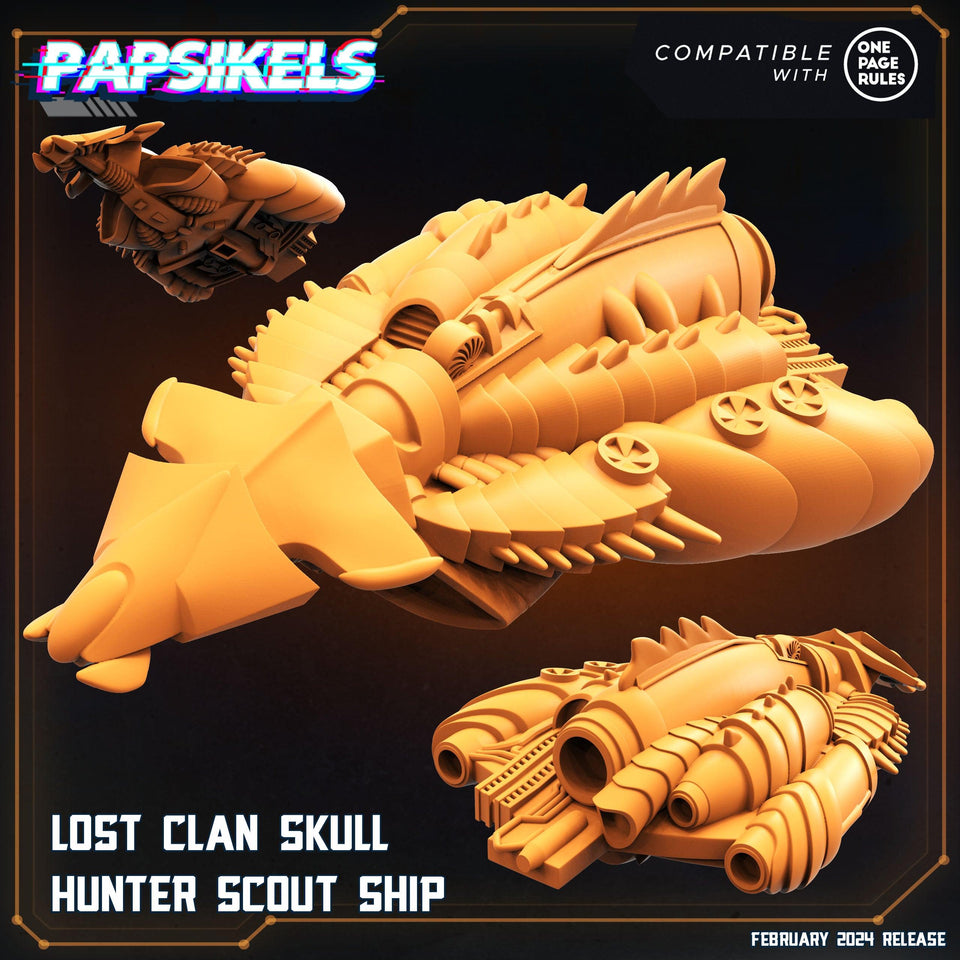 3D Printed Papsikels Lost Clan Skull Hunter Scout Ship 28mm 32mm - Charming Terrain