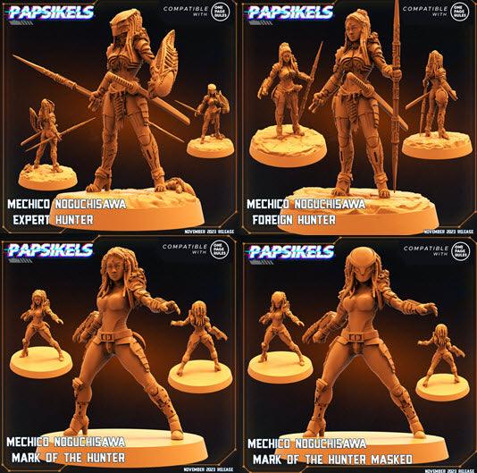 3D Printed Papsikels Mechico Noguchisawa Human Hunter Set Skull Hunters Army Bundle 2 28mm 32mm - Charming Terrain