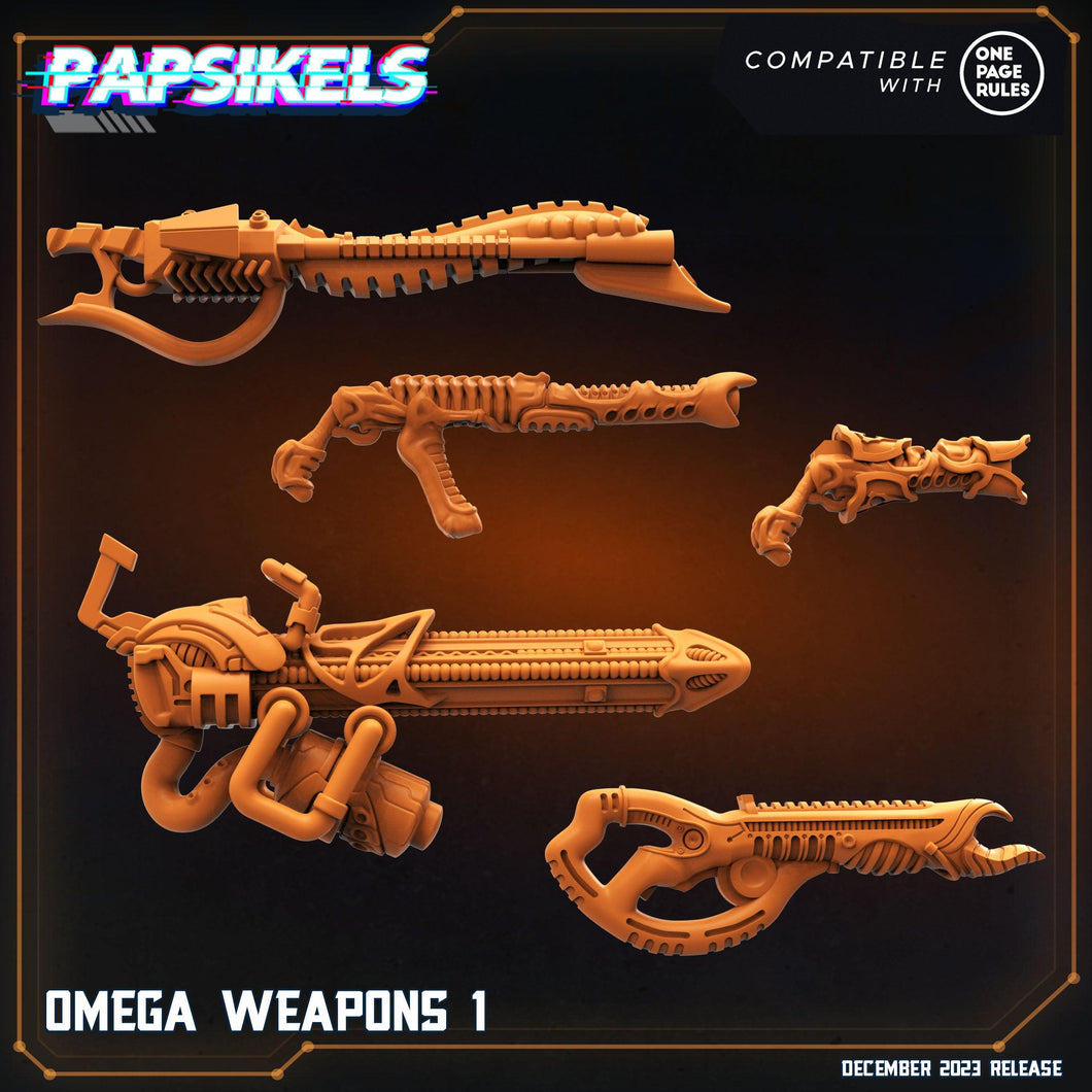 3D Printed Papsikels Omega Weapons 28mm 32mm - Charming Terrain