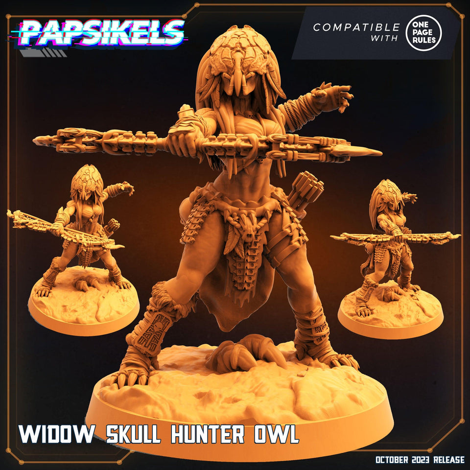 3D Printed Papsikels Owl Widow Skull Hunter Set 28mm 32mm - Charming Terrain