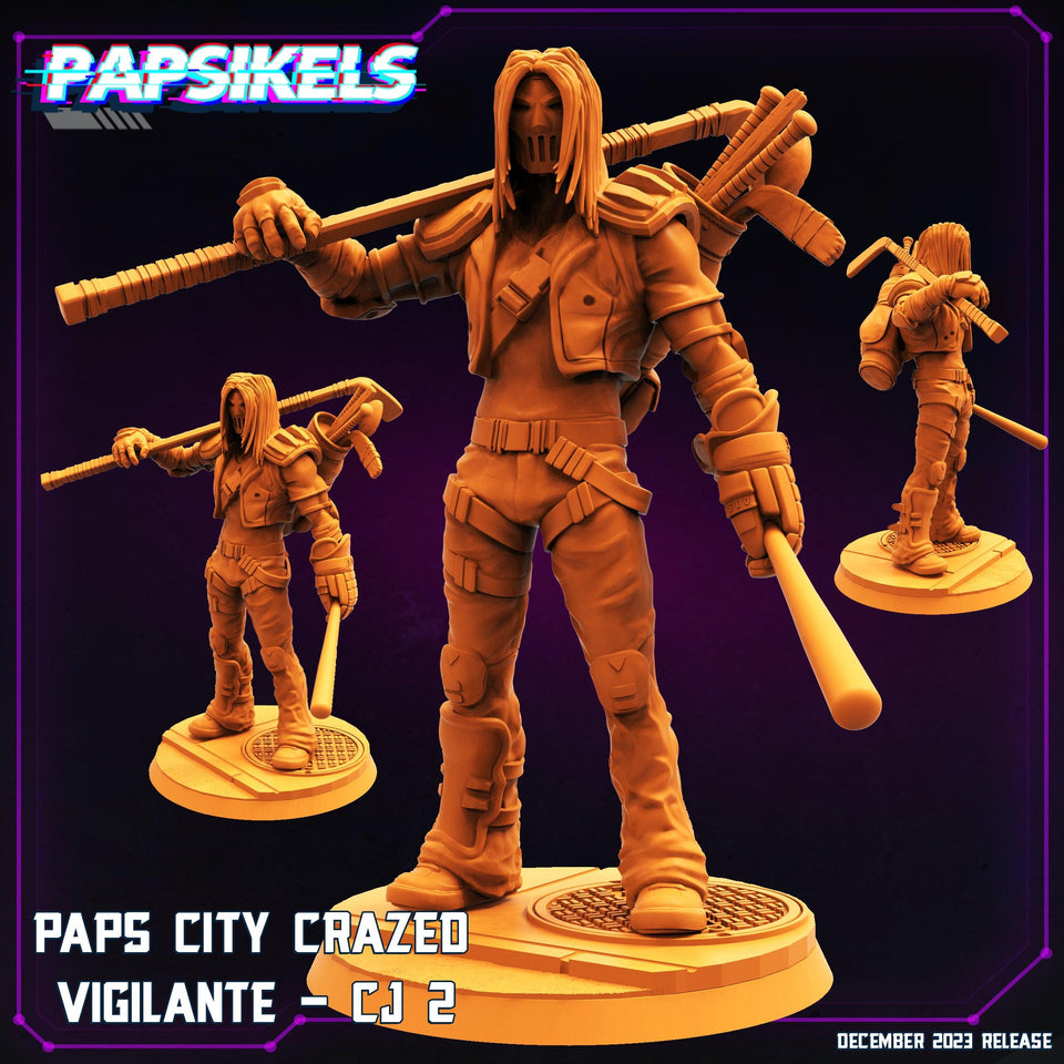3D Printed Papsikels Paps City Crazed Vigilante CJ Set 28mm 32mm - Charming Terrain
