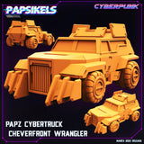 3D Printed Papsikels - Papz Cybertruck Cheverfront Wrangler March 2023 Cyberpunk - 28mm 32mm - Charming Terrain