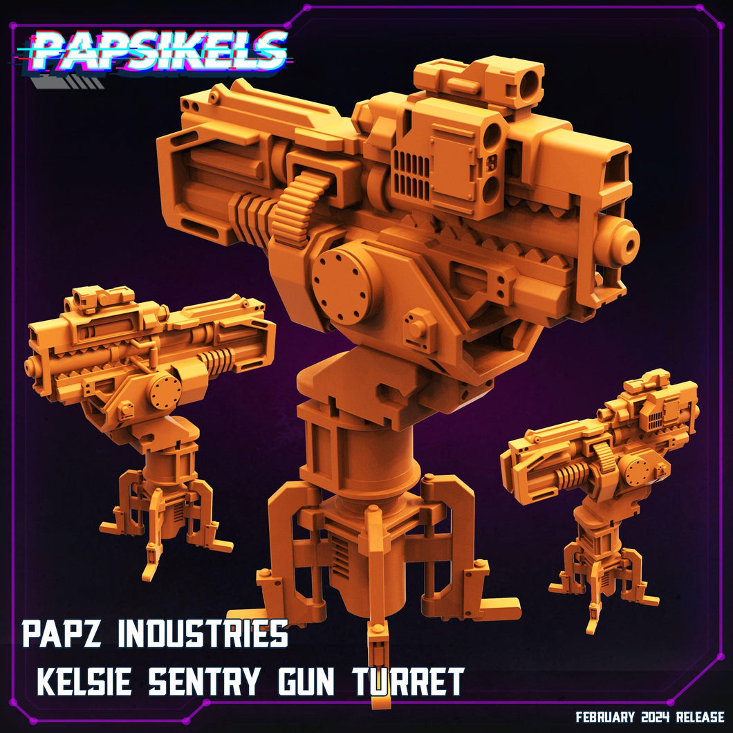 3D Printed Papsikels Papz Industries Kelsie Sentry Gun Turret 28mm 32mm - Charming Terrain