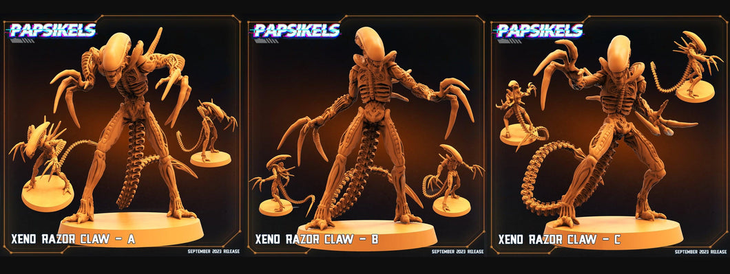 3D Printed Papsikels September 2023 - Aliens Vs Humans 6 Xeno Razor Claw Set 28mm 32mm - Charming Terrain