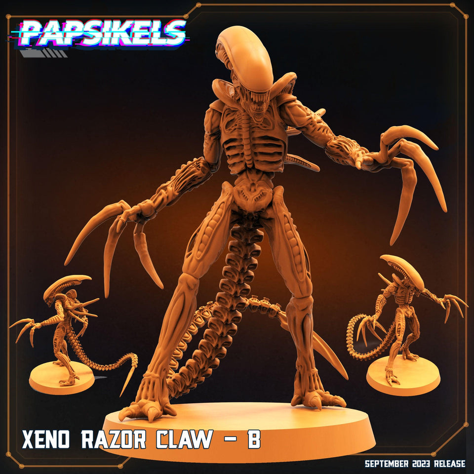 3D Printed Papsikels September 2023 - Aliens Vs Humans 6 Xeno Razor Claw Set 28mm 32mm - Charming Terrain
