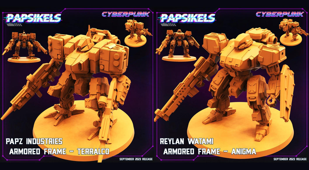 3D Printed Papsikels September 2023 Cyberpunk Armored Frame Papz Industries Set 28mm 32mm - Charming Terrain