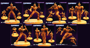 3D Printed Papsikels September 2023 Cyberpunk Bio Techno Man 1 Set 28mm 32mm - Charming Terrain