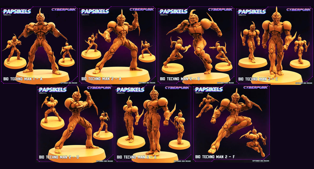 3D Printed Papsikels September 2023 Cyberpunk Bio Techno Man 1 Set 28mm 32mm - Charming Terrain
