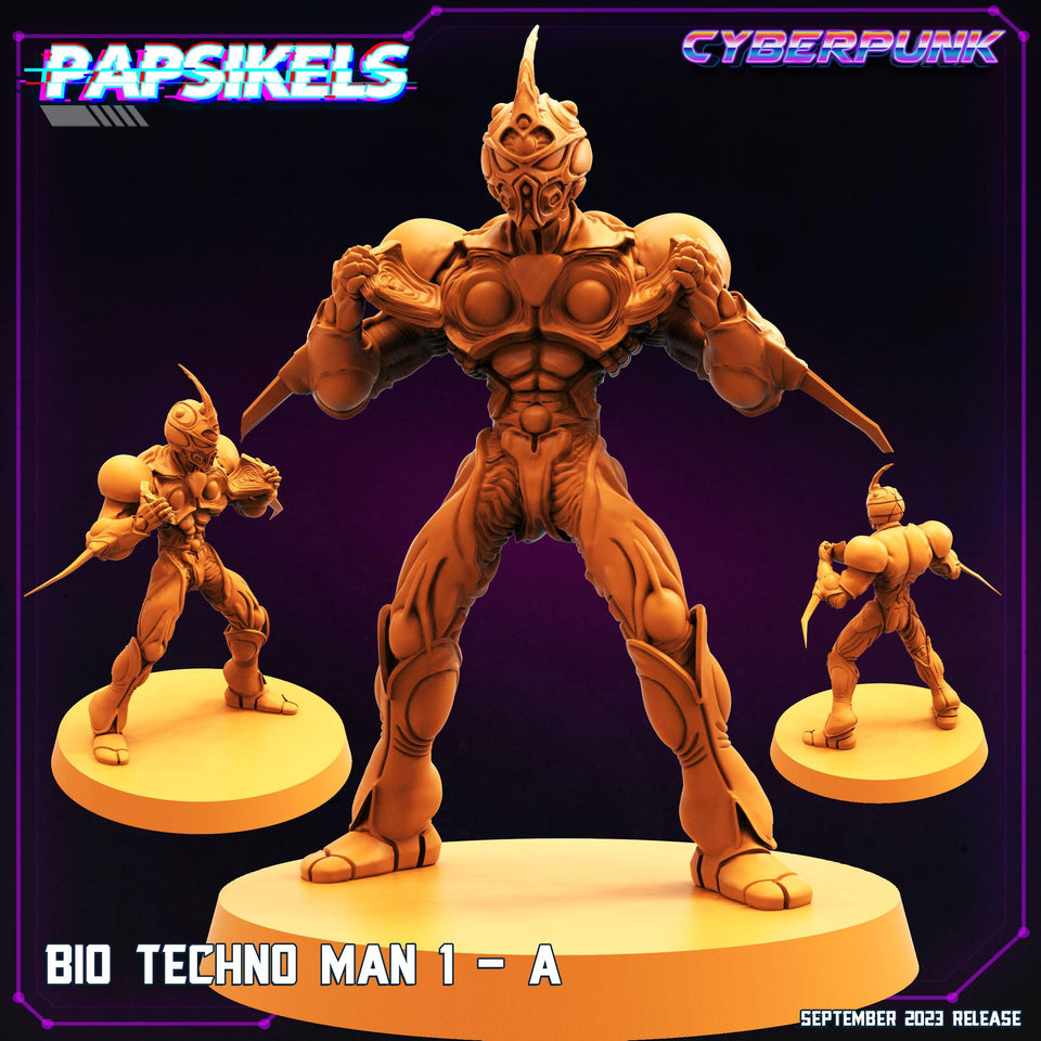 3D Printed Papsikels September 2023 Cyberpunk Bio Techno Man 1 Set 28mm 32mm - Charming Terrain