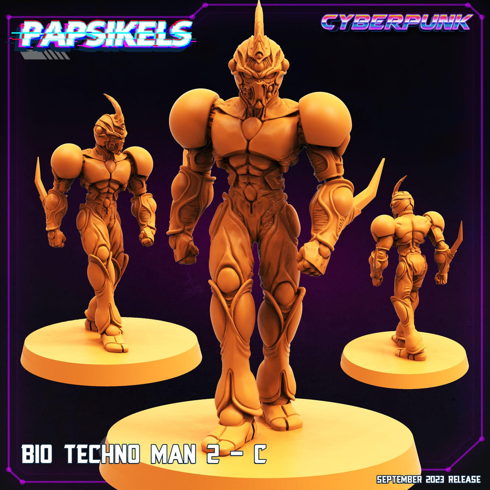 3D Printed Papsikels September 2023 Cyberpunk Bio Techno Man 1 Set 28mm 32mm - Charming Terrain