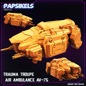 3D Printed Papsikels Trauma Troupe Air Ambulance Av75 January 2024 Cyberpunk 28mm 32mm - Charming Terrain
