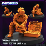 3D Printed Papsikels Trauma Troupe Field Doctor Unit Set January 2024 Cyberpunk 28mm 32mm - Charming Terrain