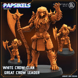 3D Printed Papsikels White Crow Clan Great Crow Leader 28mm 32mm - Charming Terrain