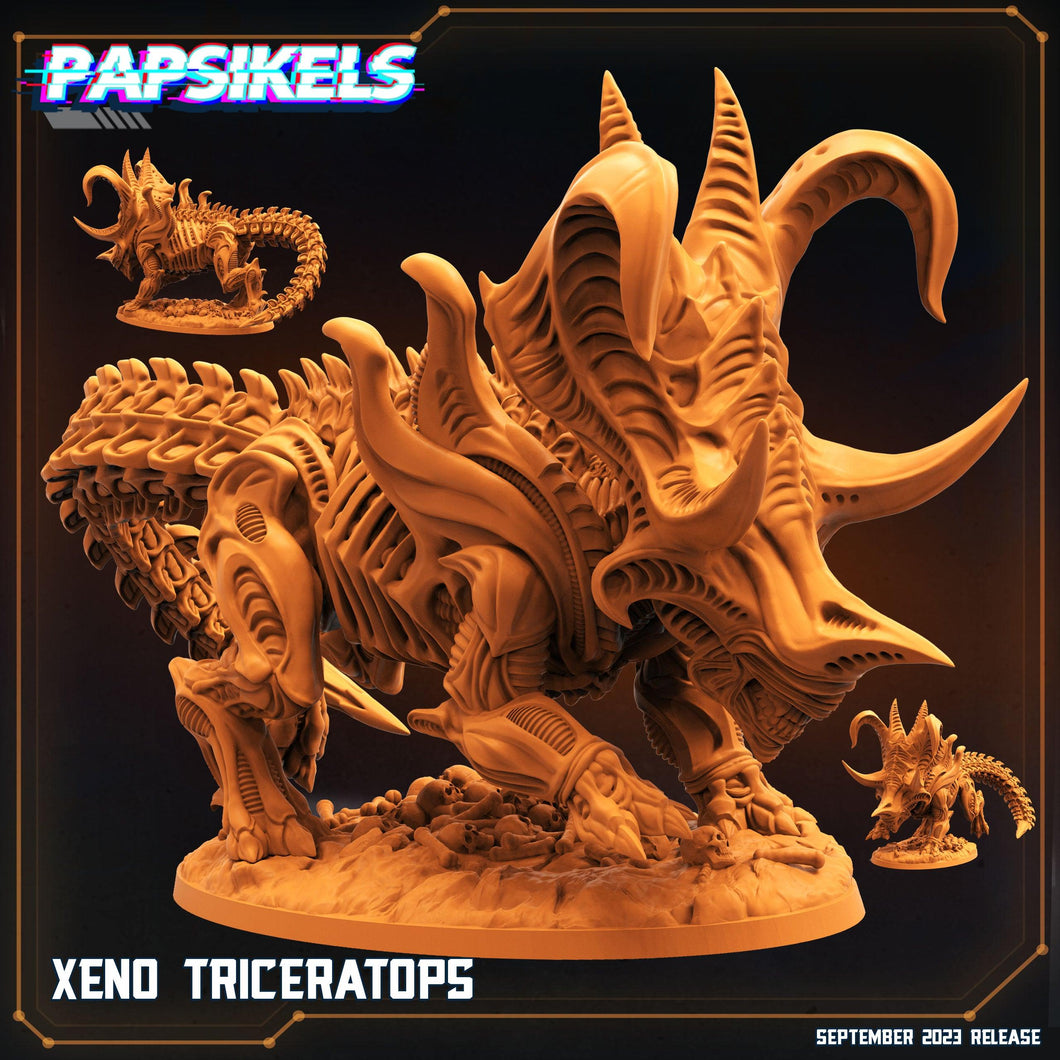 3D Printed Papsikels Xeno Triceratops 28mm 32mm - Charming Terrain