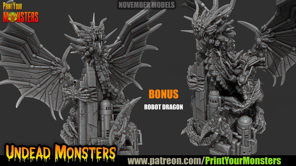 3D Printed Print your Monster Robot Dragon 28 32mm D&D - Charming Terrain