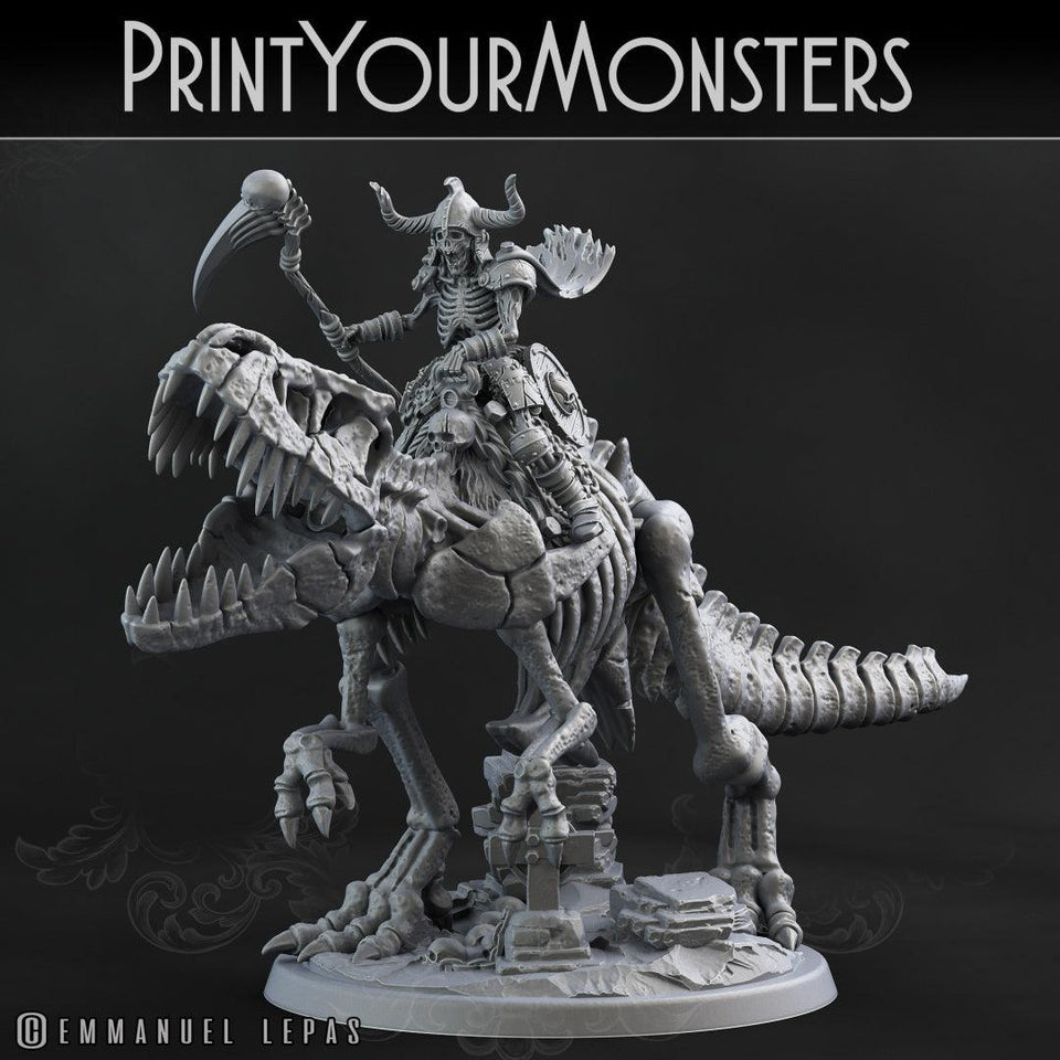 3D Printed Print your Monster Skeleton Mounted T-Rex 28 32mm D&D - Charming Terrain