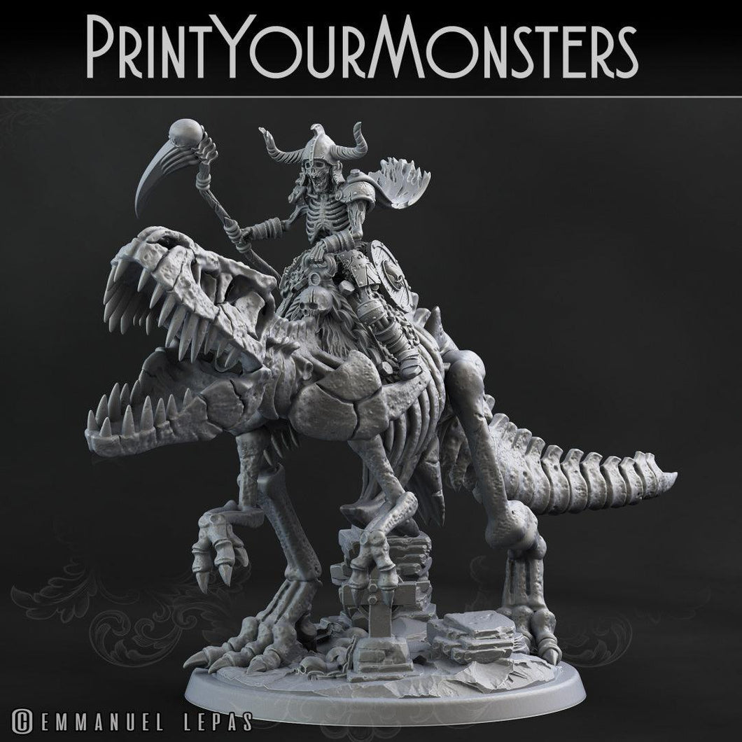 3D Printed Print your Monster Skeleton Mounted T-Rex 28 32mm D&D - Charming Terrain