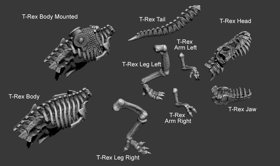 3D Printed Print your Monster Skeleton Mounted T-Rex 28 32mm D&D - Charming Terrain
