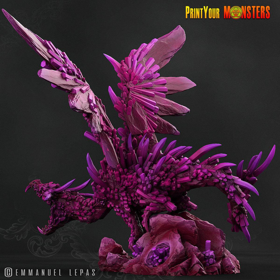 3D Printed Print Your Monsters Amethyst Dragon Legendary Crystal Monsters 28mm - 32mm D&D Wargaming - Charming Terrain