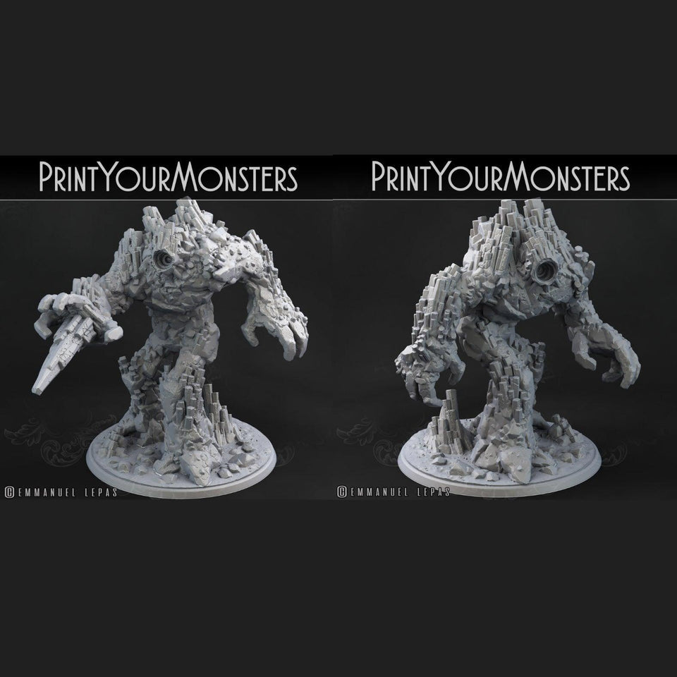3D Printed Print Your Monsters Basalt Earth Elemental Set 28mm - 32mm D&D Wargaming - Charming Terrain