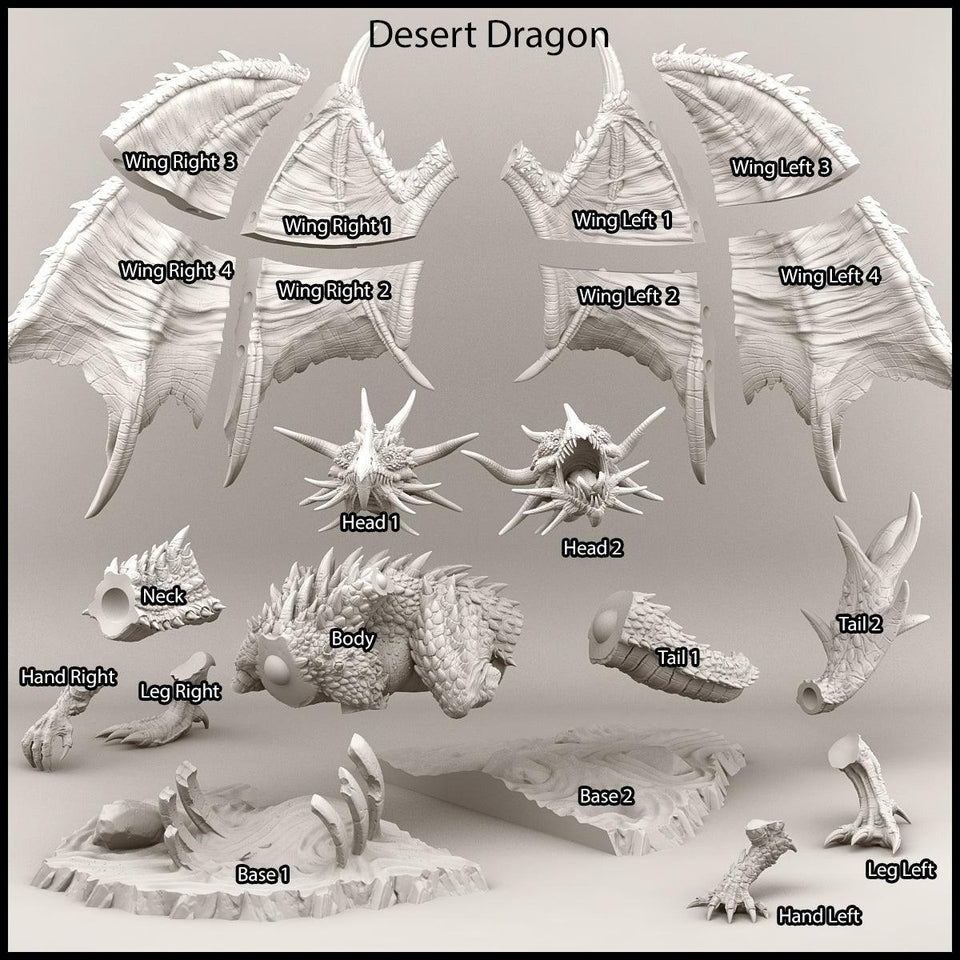 3D Printed Print Your Monsters Desert Dragon Desert Orcs Set 28mm - 32mm D&D Wargaming - Charming Terrain