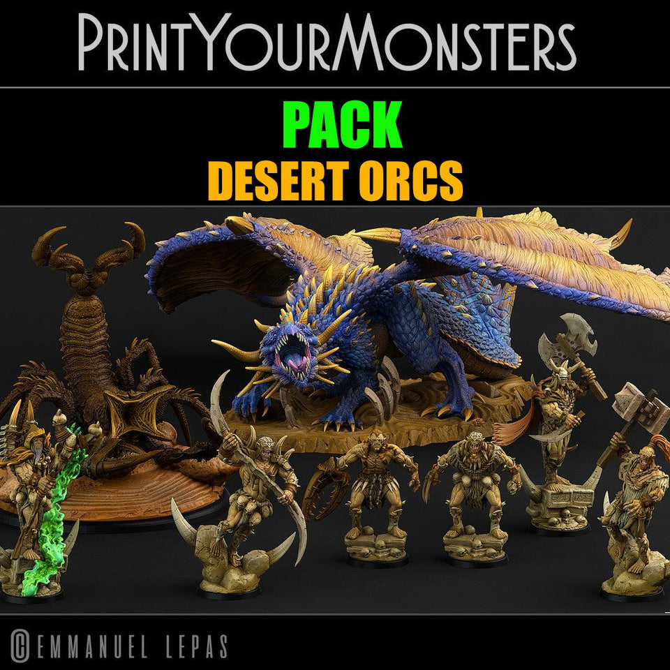3D Printed Print Your Monsters Desert Monster Rocks Desert Orcs Set 28mm - 32mm D&D Wargaming - Charming Terrain
