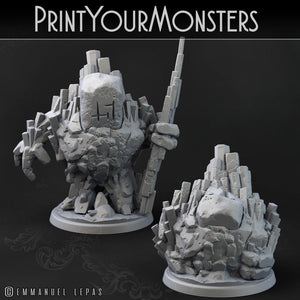 3D Printed Print Your Monsters Gardiens Basalt Earth Elemental Set 28mm - 32mm D&D Wargaming - Charming Terrain